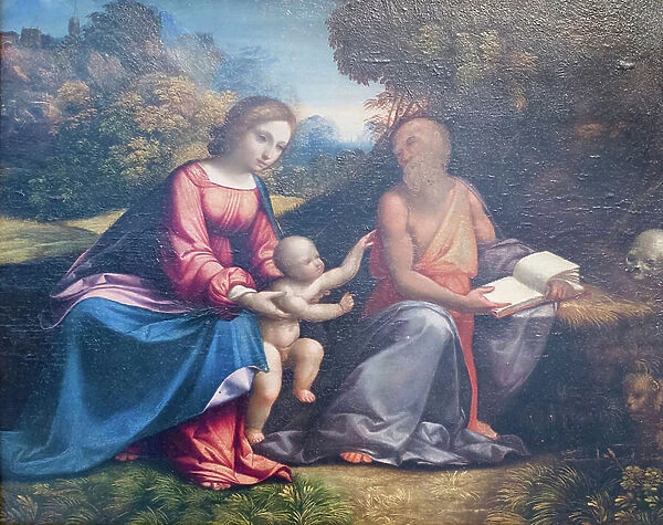 Virgin with Child and st Jerome, 1510-12 circa, Benvenuto Tisi, known as il Garofalo (oil on panel)