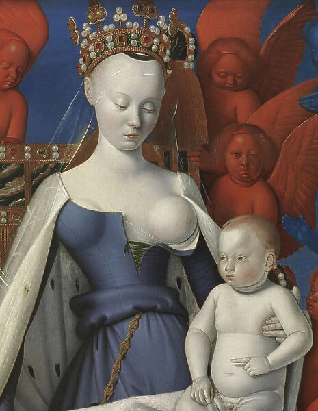 Virgin and Child surrounded by cherubim and seraphim, detail, 1452 (oil on panel) (detail of 471132)