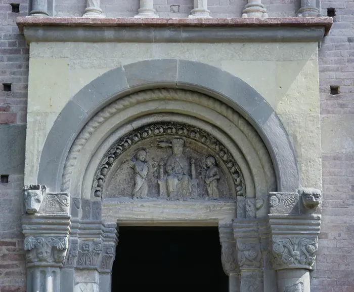 Framed Print : Virgin Enthroned between angel and devotee, lunette of portal, Vezzolano Abbey, Albugnano, Piedmont, Italy, 12th century Framed Print : Virgin Enthroned between angel and devotee, lunette of portal, Vezzolano Abbey, Albugnano, Piedmont, Italy, 12th century