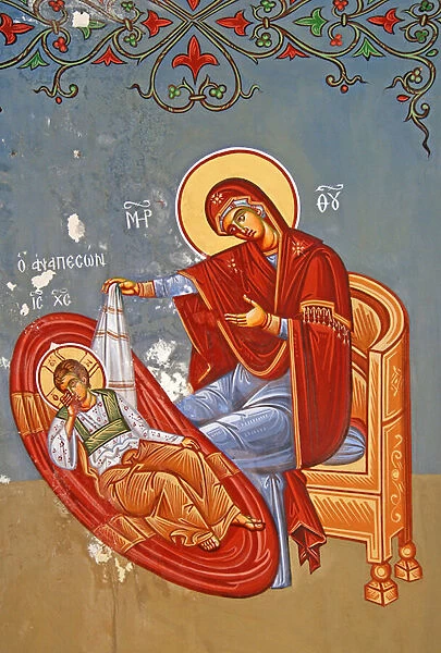The Virgin Mary and Christ as young boy, Cyprus (fresco)
