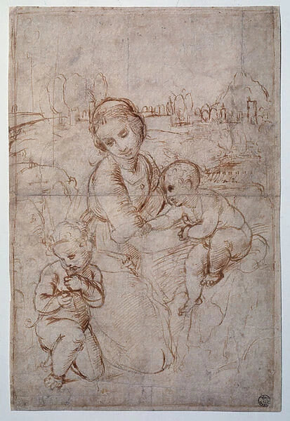 The Virgin of Prince Esterhazy Study - Drawing, c. 1507-1508