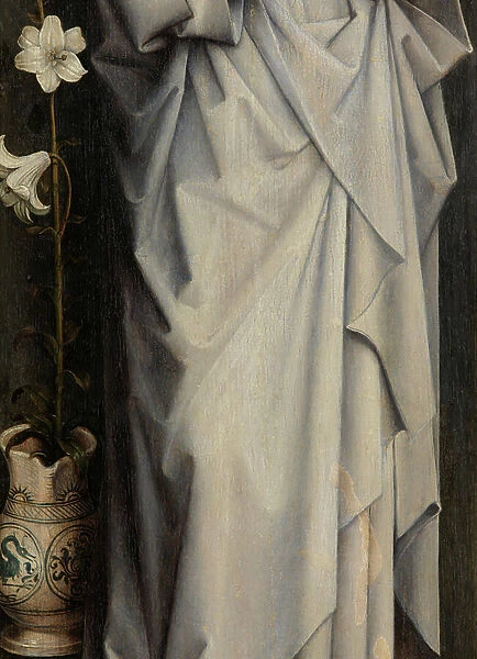 Detail of the Virgin, from the reverse of a pair of wings showing the Annunciation (oil on panel)