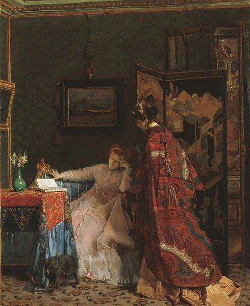 The Visit, before 1869 (oil on canvas)