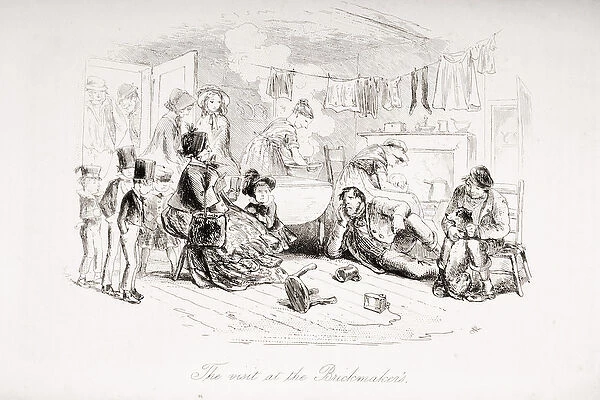 The visit at the Brickmakers, illustration from Bleak House by Charles Dickens