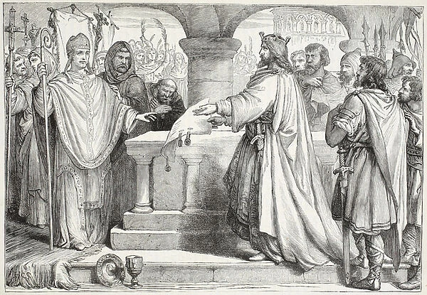 Visit of Charlemagne to the Pope, illustration from The History of Protestantism