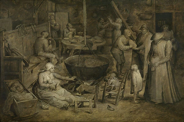 Visit to the Peasants (oil on panel)