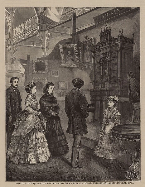 Visit of the Queen to the Working Mens International Exhibition, Agricultural Hall (engraving)