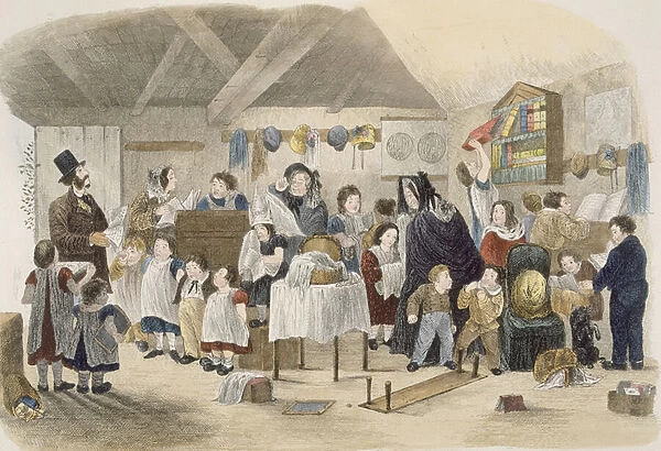 Visit to the Village School, illustration from Visitation of a London Exquisite to