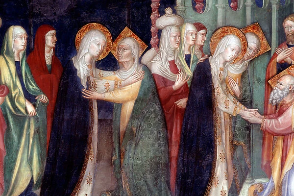 The visitation of Mary to st Elizabeth, detail (Fresco, 1416)
