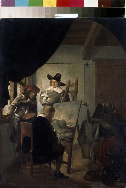 'Visite dans l atelier d un peintre en Hollande'(Visit in an artists atelier) Peinture de Job Adriaensz Berckheyde (1630-1693) 1659 Musee de l Ermitage, Saint Petersbourg, Russie