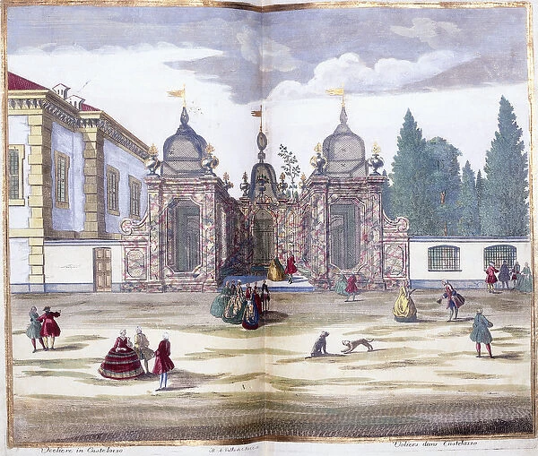 Volier dans Castellazo, 1743 (hand coloured engraving)