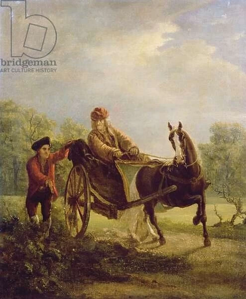 Voltaire (1694-1778) in a cabriolet at Ferney (oil on canvas)