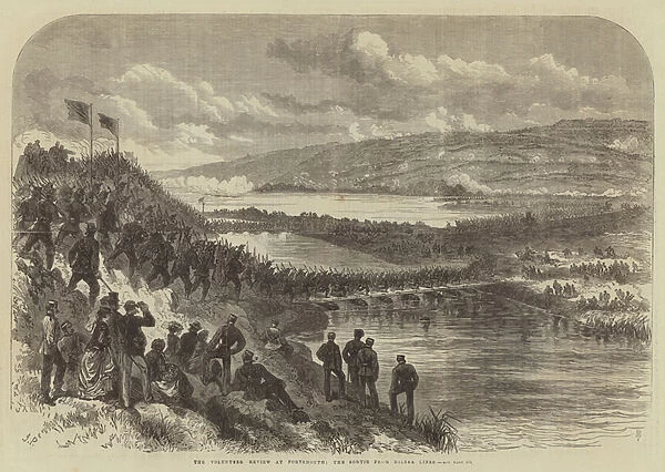The Volunteer Review at Portsmouth, the Sortie from Hilsea Lines (engraving)