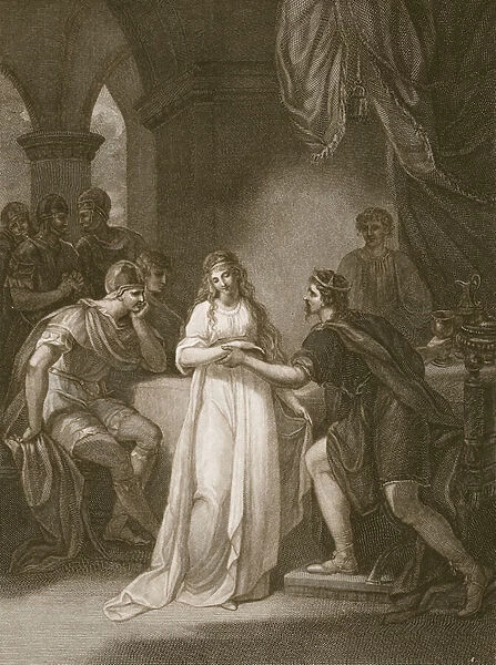 Vortigern and Rovena, engraved by Delatre, illustration from David Humes