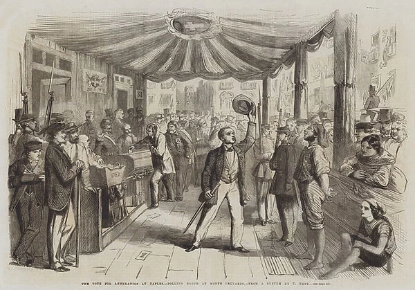 The Vote for Annexation at Naples, Polling Booth at Monte Calvario (engraving)