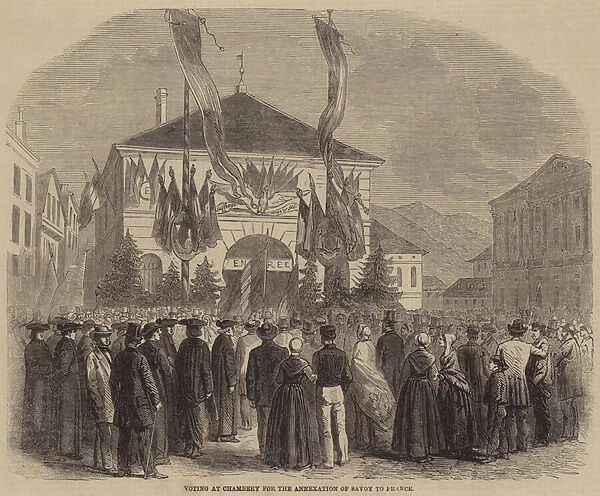 Voting at Chambery for the Annexation of Savoy to France (engraving)