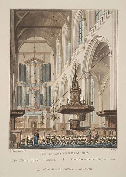 Vue d Amsterdam No. 7. De Nieuwe Kerk van binnen. Vue interieure de l Eglise neuve