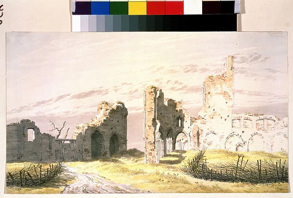 'Vue des ruines d un monastere a Elden'(A Monastery at Elden) Aquarelle de Caspar David Friedrich (1774-1840) 19eme siecle Musee Pouchkine Moscou