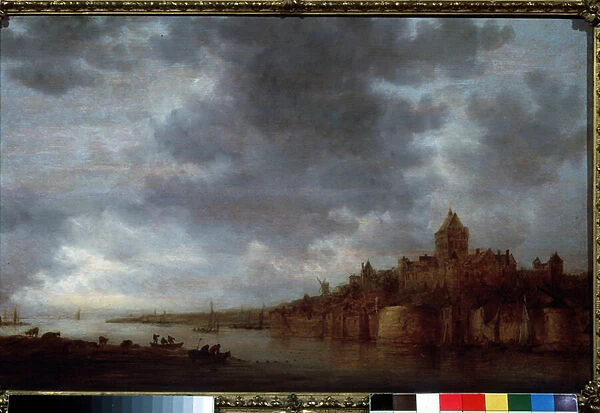 'Vue du fleuve Waal a Nimegue aux Pays Bas'(The Valkhof at Nijmegen) Peinture de Jan Josephsz van Goyen (1596-1656) 1649 Musee Pouchkine Moscou