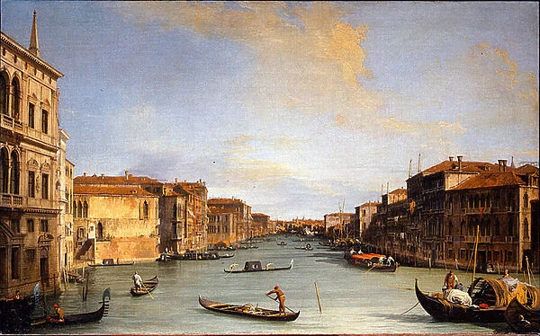Vue du Grand Canal (Venise, Italie) (View of the Grand Canal) - Peinture de Giovanni Antonio Canal dit Canaletto (1697-1768), huile sur toile (45x73 cm), 1726-1728, art italien, 18e siecle - Galleria degli Uffizi, Florence (Italie)