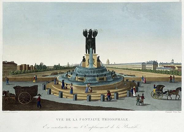 Vue de la Fontaine triumphale a la Bastille - in 'Vues de Paris'