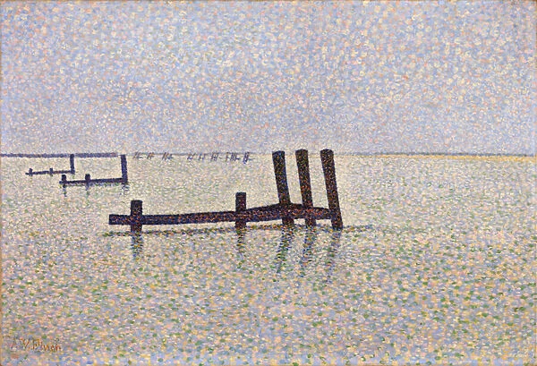'Vue de la Manche a Nieuport (Nieuwpoort) en Belgique'Peinture de Alfred William (Willy) Finch (1854-1930) vers 1889, pointillisme - Londres, National gallery