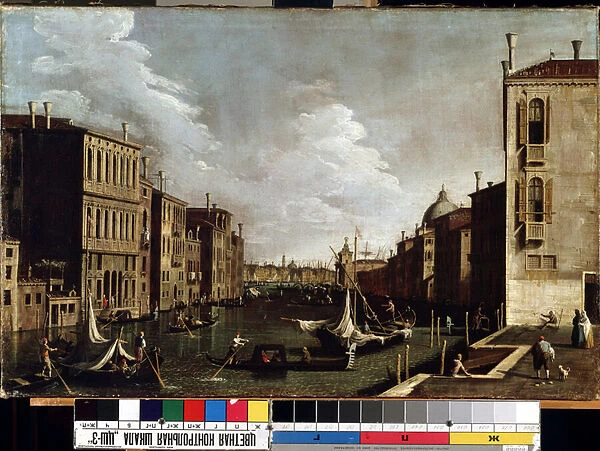 'Vue sur le grand canal a Venise'(Venice) Peinture de Giovanni Antonio Canal detto il Canaletto (1697-1768). 18eme siecle Musee des Beaux Arts de Mikalojus Konstantinas Ciurlionis, Kaunas, Lituanie