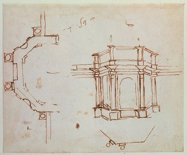 W. 24r Architectural sketch (pen & ink)