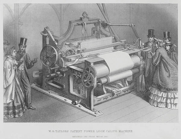 W G Taylor Patent Power Loom Calico Machine, Prize Medal 1862 (engraving)