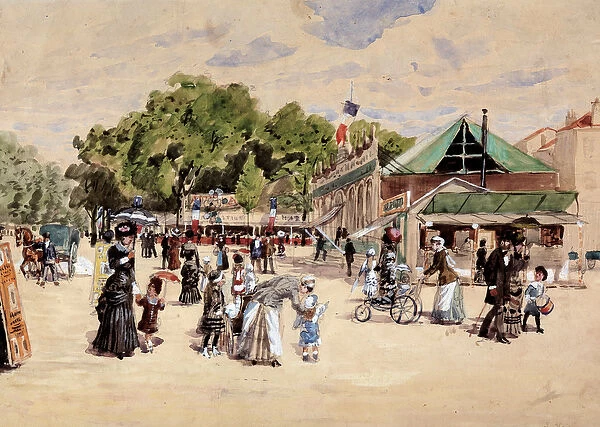 The walk to the fairground. Painting by Leon Joseph Voirin (1833-1887), 19th century
