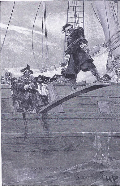 Walking the plank, from Howard Pyles Book of Pirates published by Harper & Bros