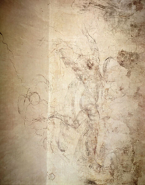 Wall drawing of a nude figure, c. 1530 (charcoal on plaster)