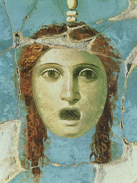 Wall painting of a female head, Pompeii, 1st century AD (fresco)