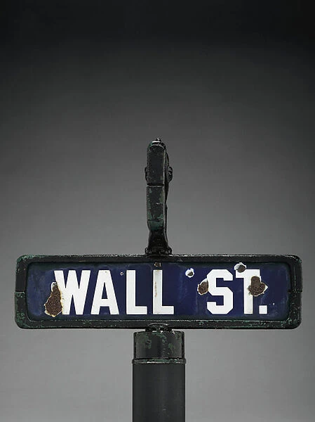 Wall Street, original post-top style intersection street sign