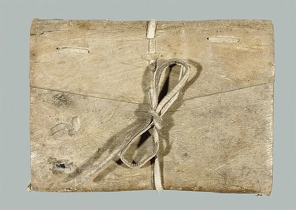 Wallet of Mirabilia Romae, Historia et Descriptio Urbis Romae by Pseudo-Aegidius Romanus, published by Andreas Freitag, Rome, not before 1485 and not after 1489 (leather)
