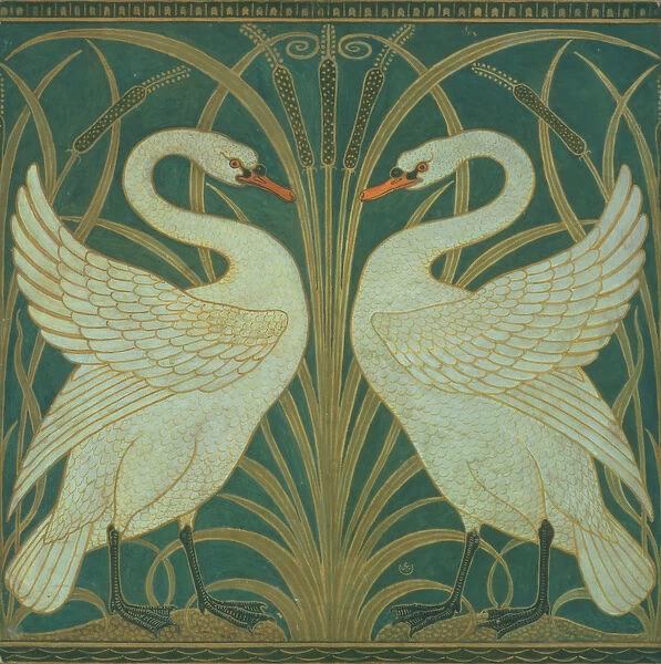 Wallpaper Design for panel of 'Swan, Rush & Iris'