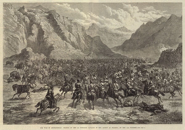 The War in Afghanistan, Charge of the 2nd Punjaub Cavalry in the Action at Shahjui, on 24 October (engraving)