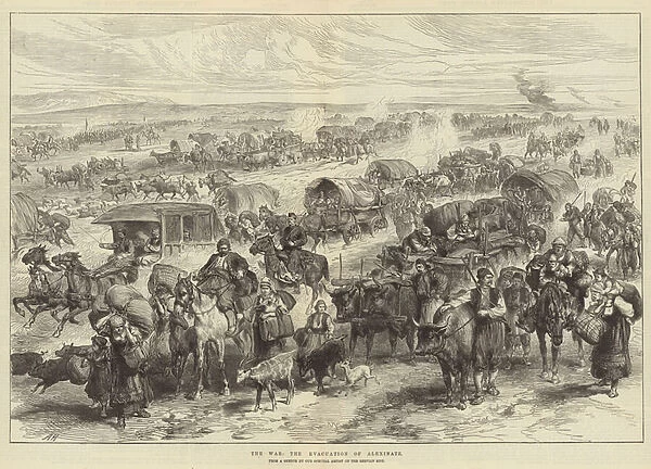 The War, the Evacuation of Alexinatz (engraving)