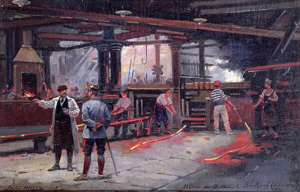 A war factory at St. Roch, 1918 (oil on canvas)