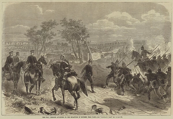 The War, Germans advancing to the Recapture of Bourget, near Paris (engraving)
