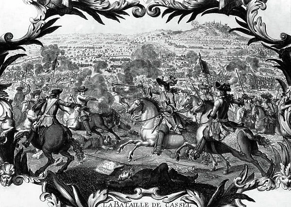 War of Holland : Cassel battle, april 1677 : French victory (in the c : French king Louis XIV), engraving