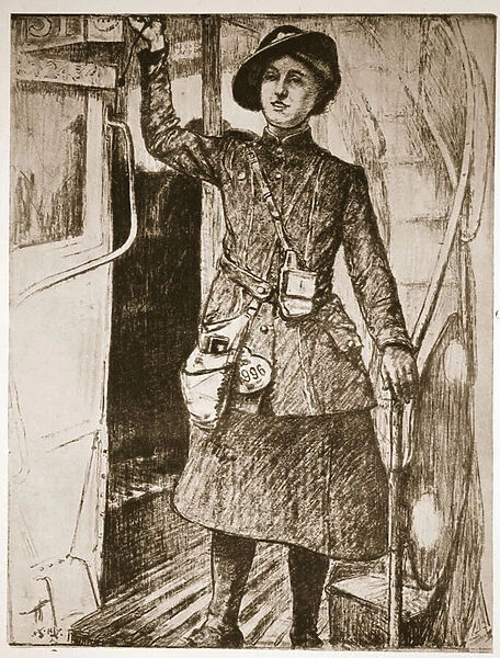 The War at Home, Bus Conductress (litho)