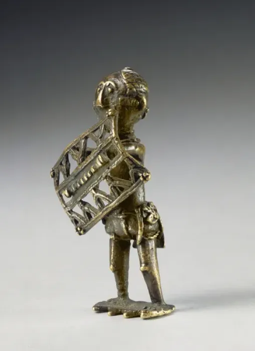 Framed Print : Warrior with shield (brass)