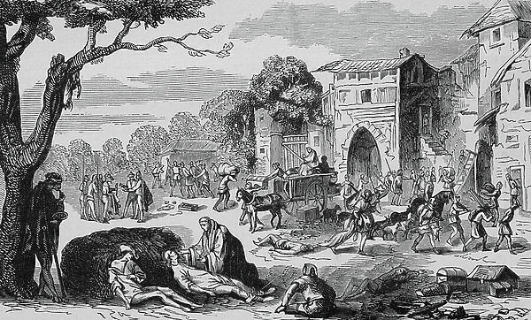 During the wars if there was a shortage of money to pay the Mercenaries and lansquenets (engraving)