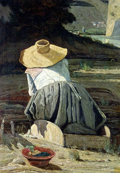 Washerwoman by the River, 1860 (oil on canvas)