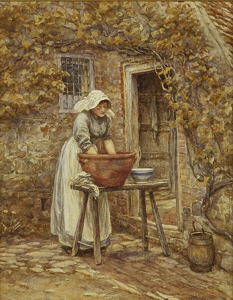 Washing Day, (pencil and watercolour)