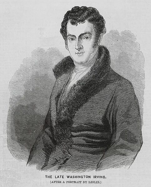 Washington Irving, American author, historian and diplomat (engraving)