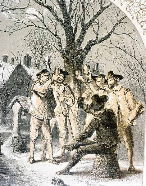 Wassailing the Apple Trees, 1840 (litho)