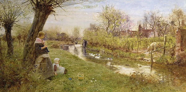 Watching the Ducks, 1890 (w  /  c on paper)