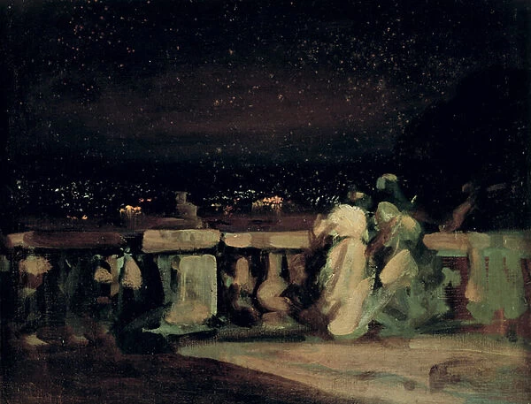 Watching the Fireworks, St. Cloud (on the Terrace) c. 1893 (oil on canvas)
